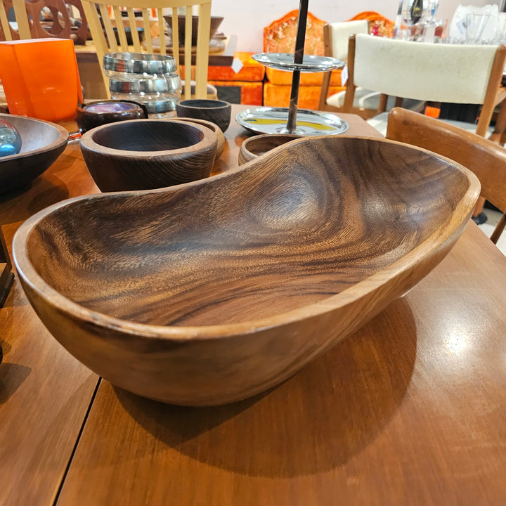 Large Oblong Wood Serving Bowl