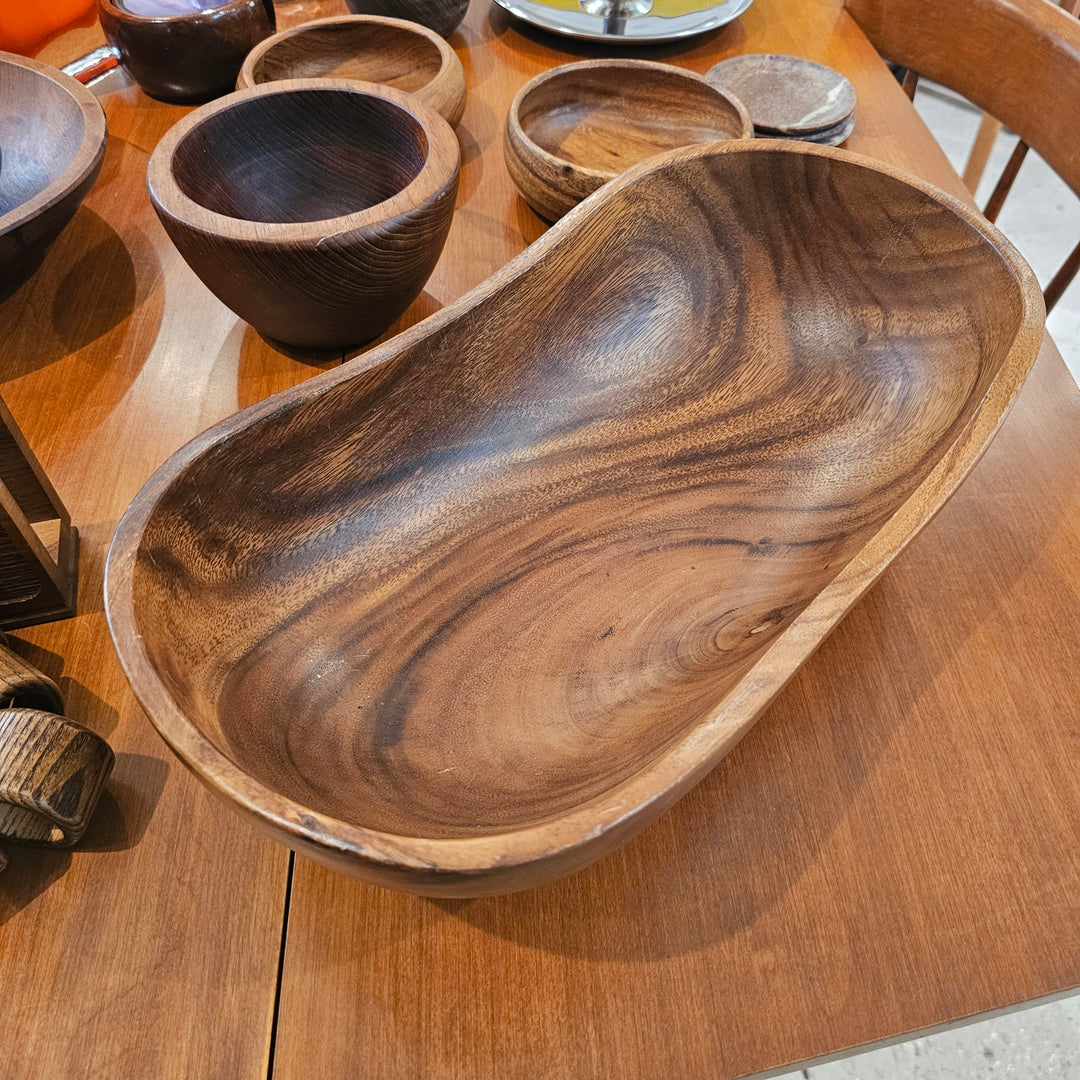 Large Oblong Wood Serving Bowl