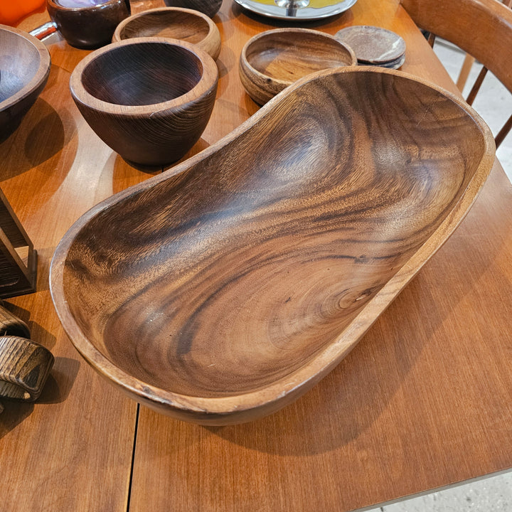 Large Oblong Wood Serving Bowl