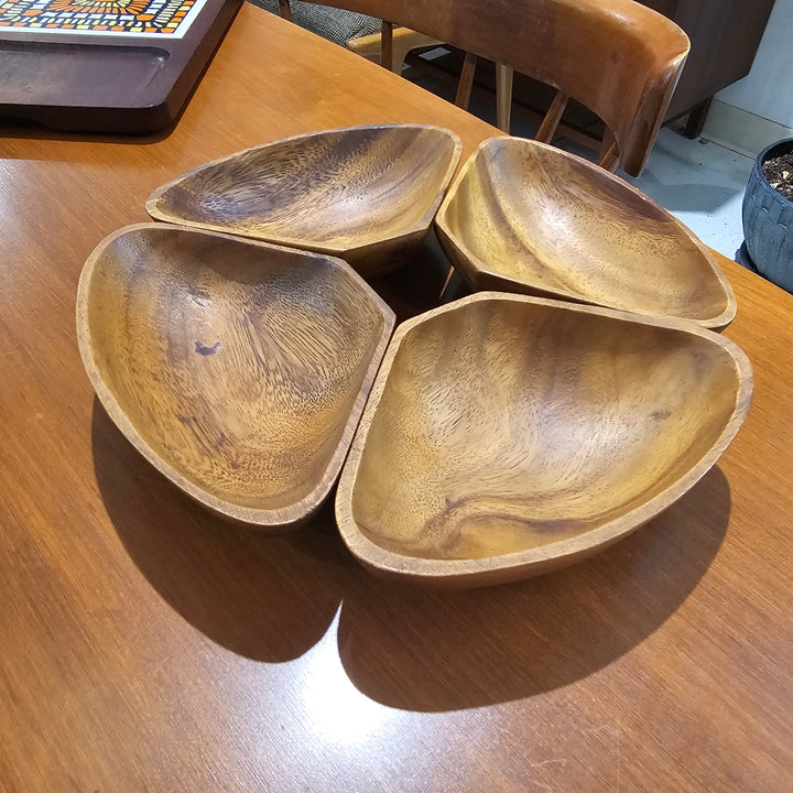 (4) Triangular Wood Snack Bowls