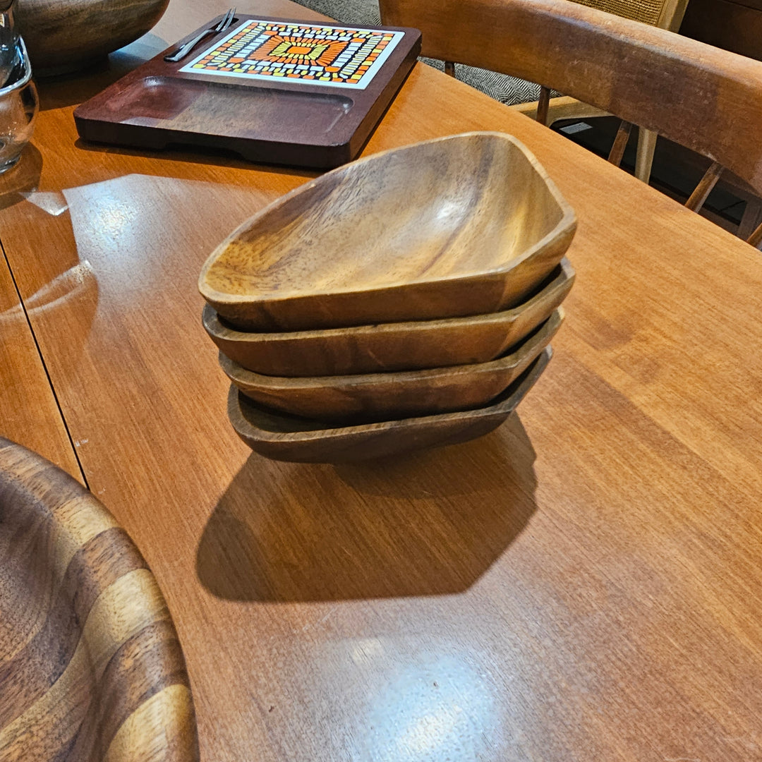 (4) Triangular Wood Snack Bowls
