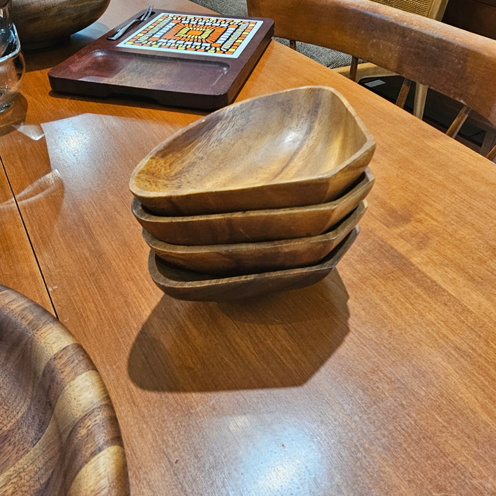 (4) Triangular Wood Snack Bowls