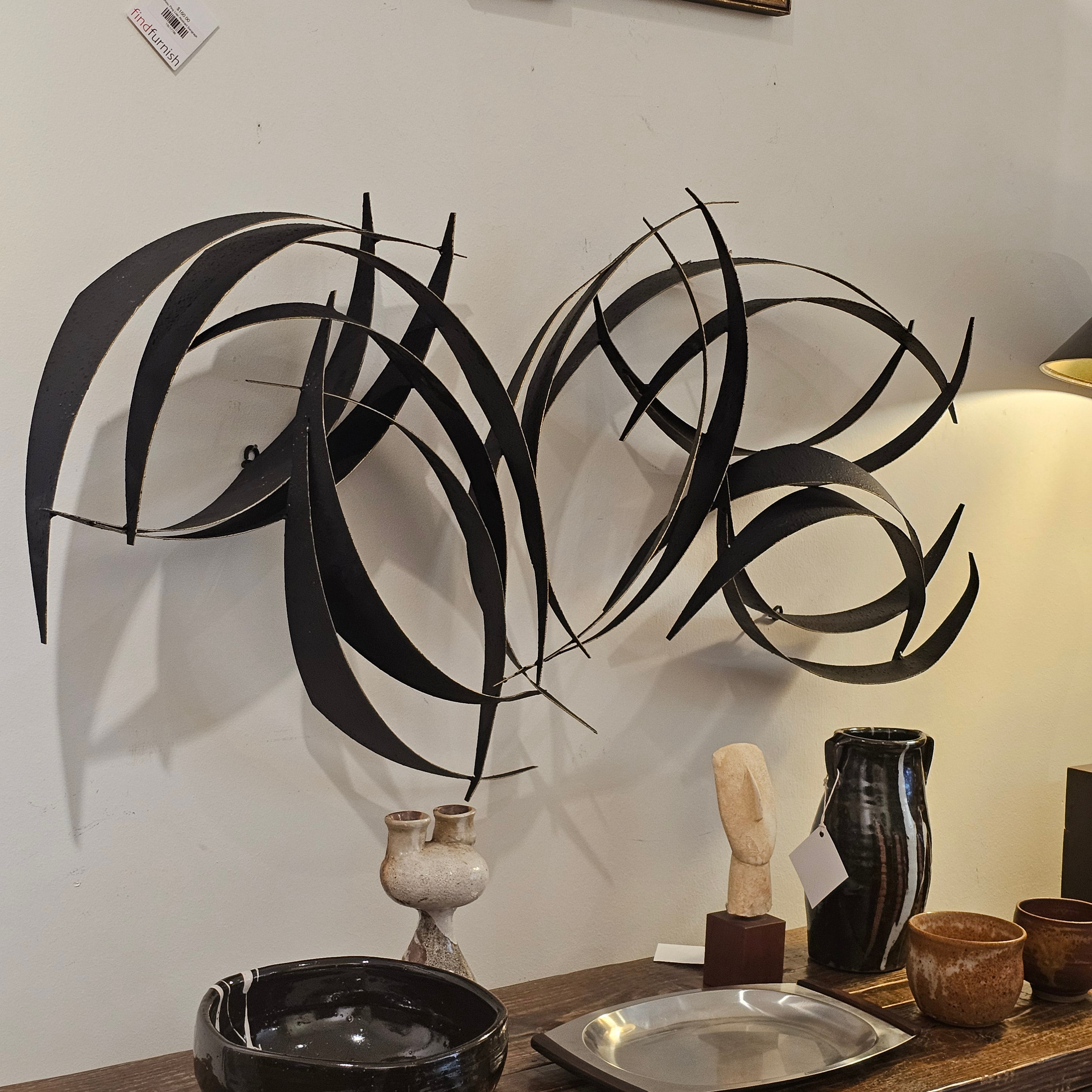 Curtis Jere 'Flight' Black Metal Wall Sculpture – findfurnish