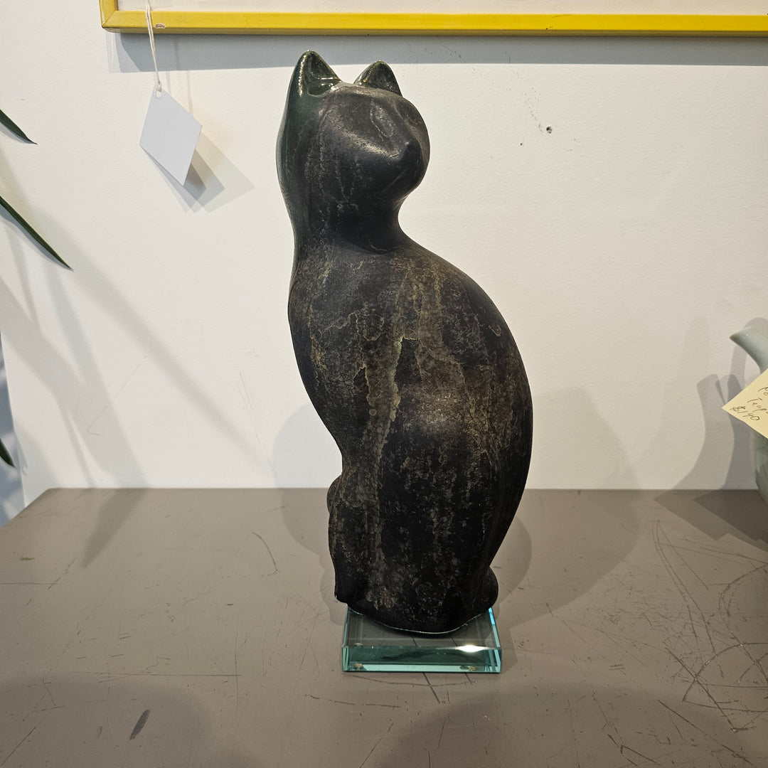 Tony Evans Raku Pottery Cat Sculpture