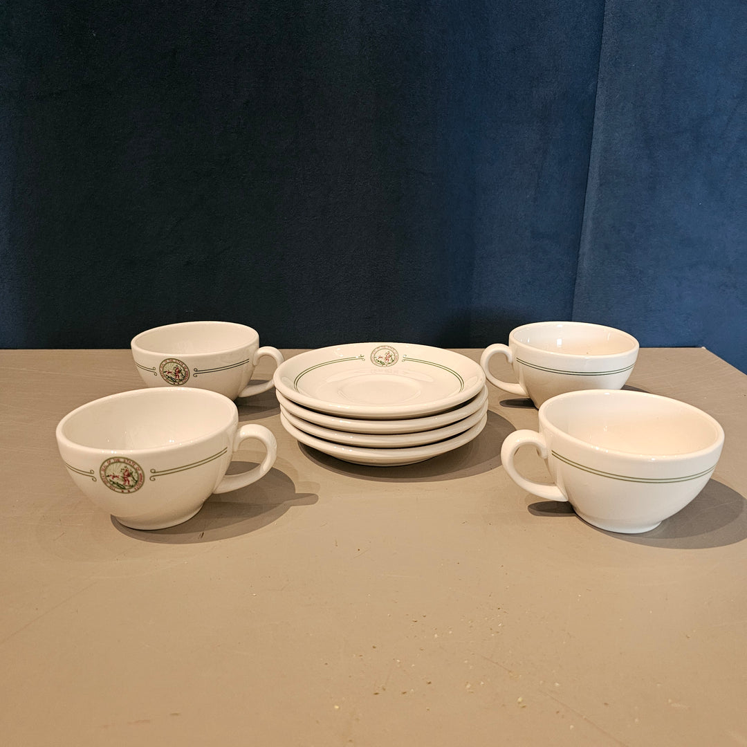(4) Lady Slipper MN Tea Cups & Saucers