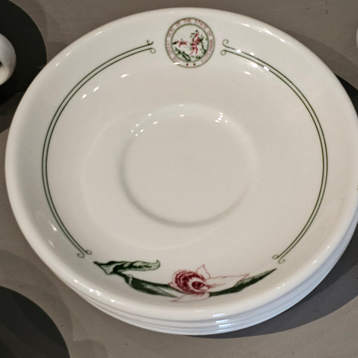 (4) Lady Slipper MN Tea Cups & Saucers
