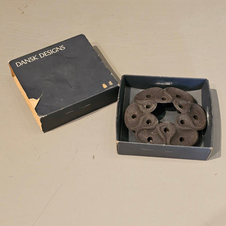 Dansk Lotus Candleholder w/ Green Candles