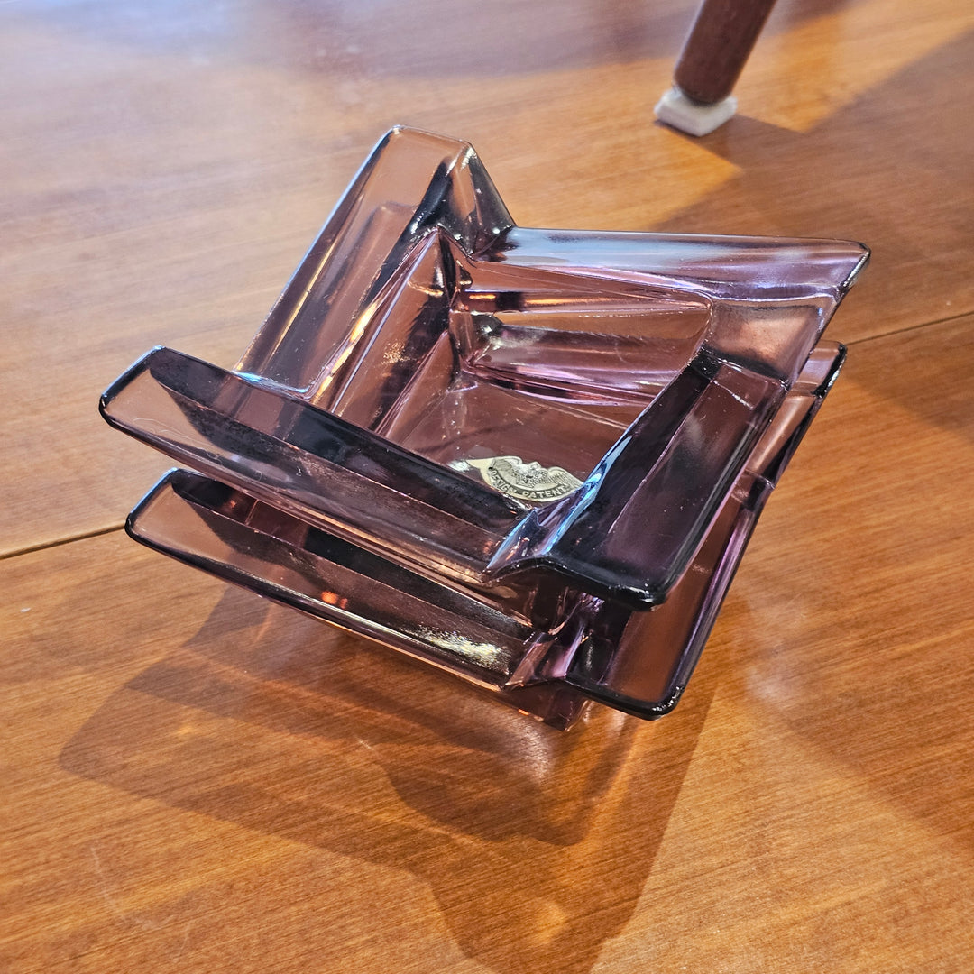 Geometric Amethyst Glass Dish / Ash Tray