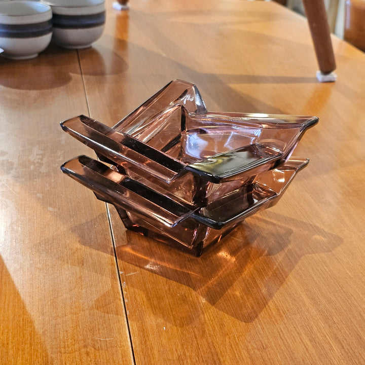 Geometric Amethyst Glass Dish / Ash Tray
