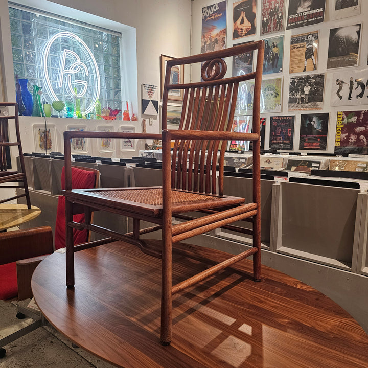 Sculptural Wood & Cane Armchair