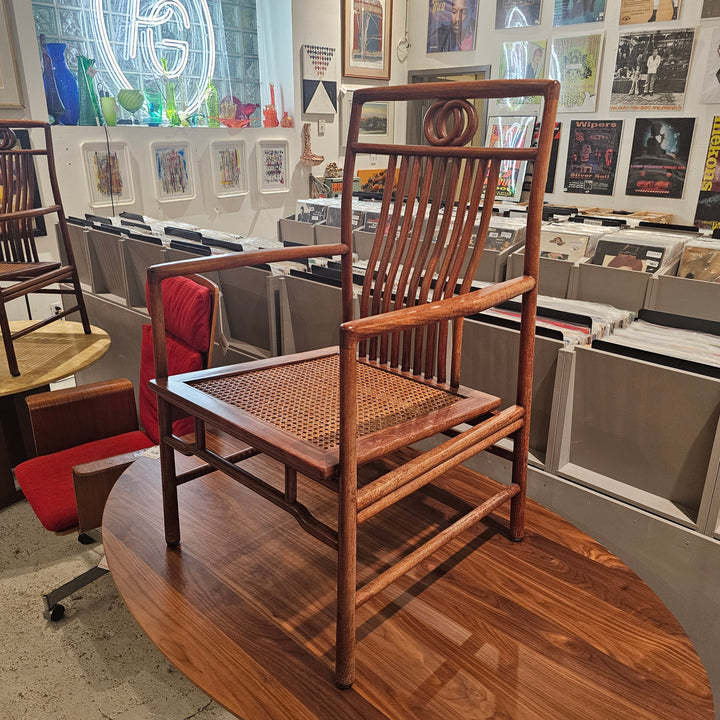 Sculptural Wood & Cane Armchair