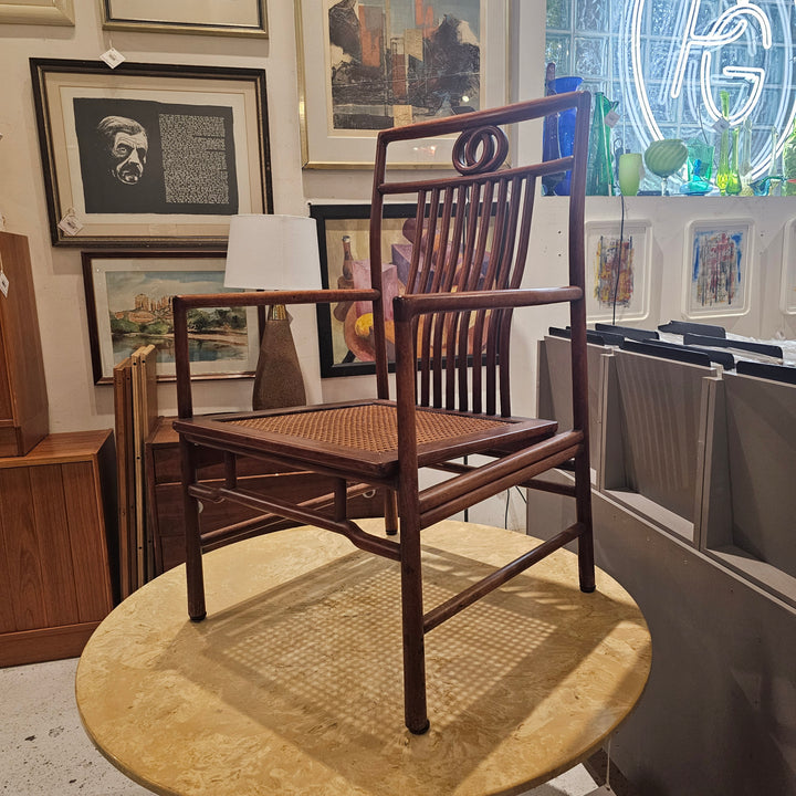 Sculptural Wood & Cane Armchair