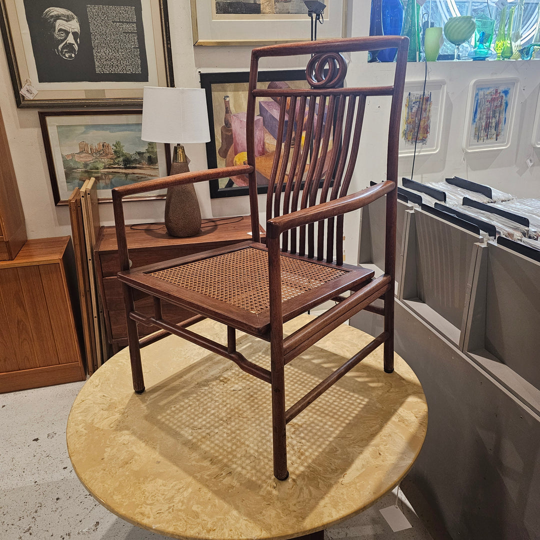 Sculptural Wood & Cane Armchair
