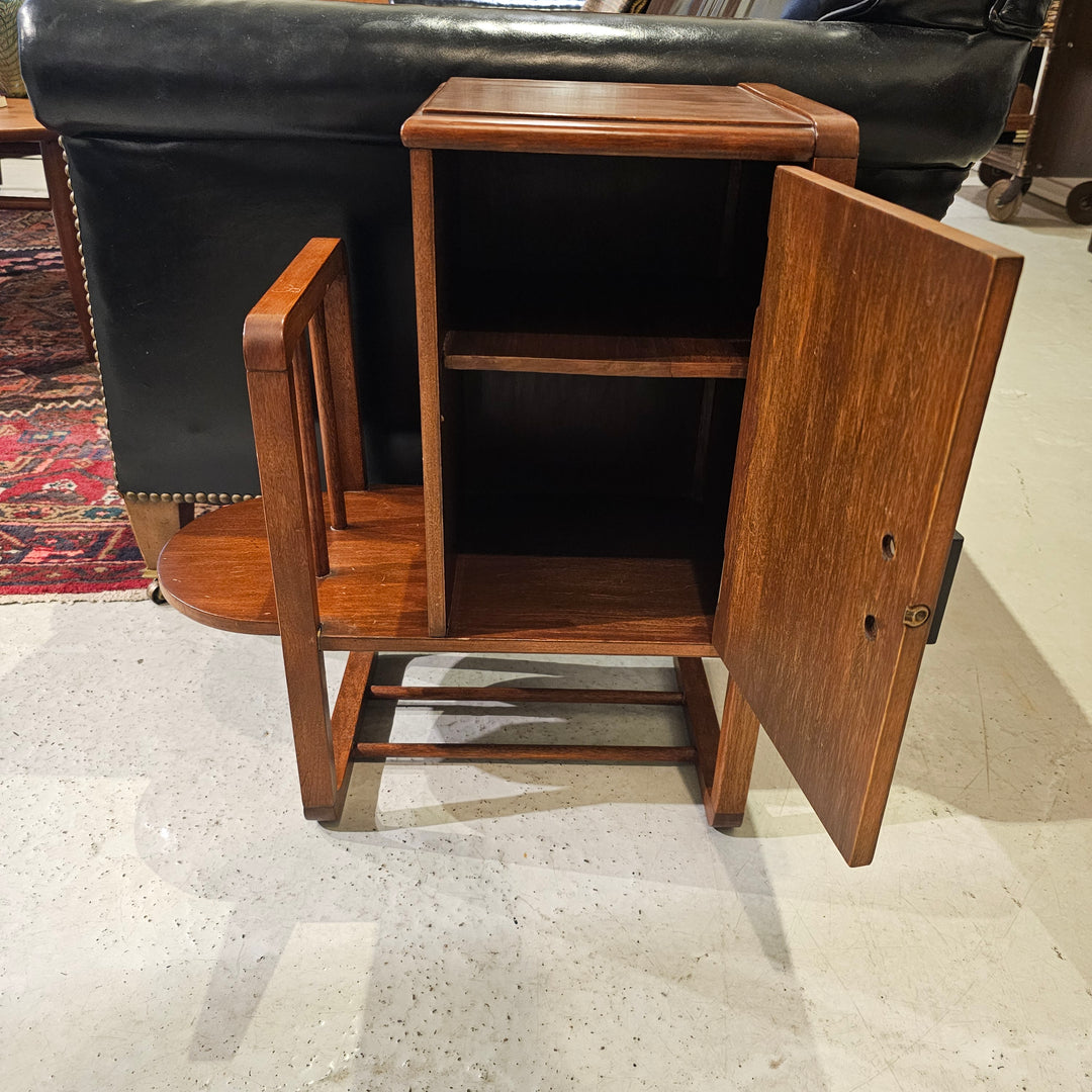 Petite Art Deco Burl Front Side Table / Cabinet