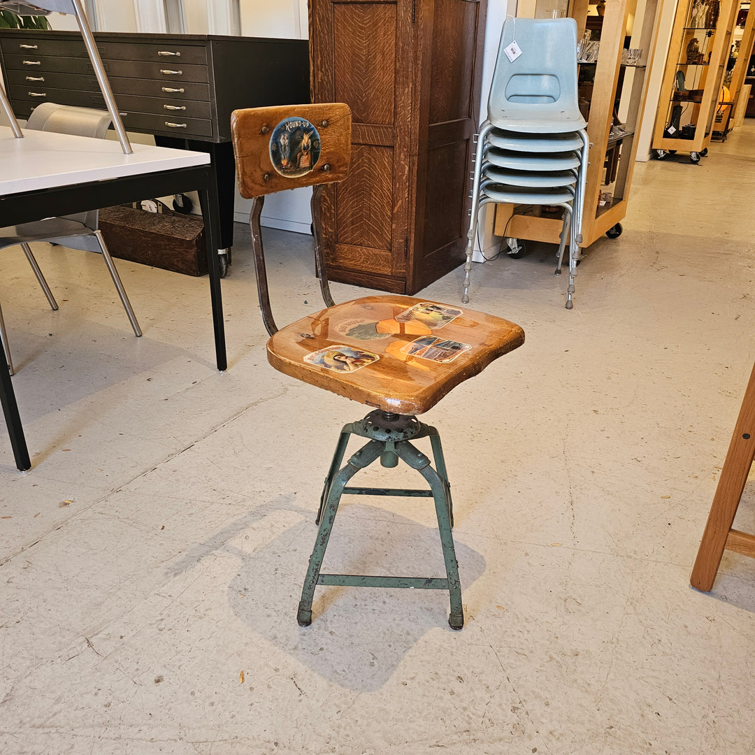 Industrial Decoupaged Stool