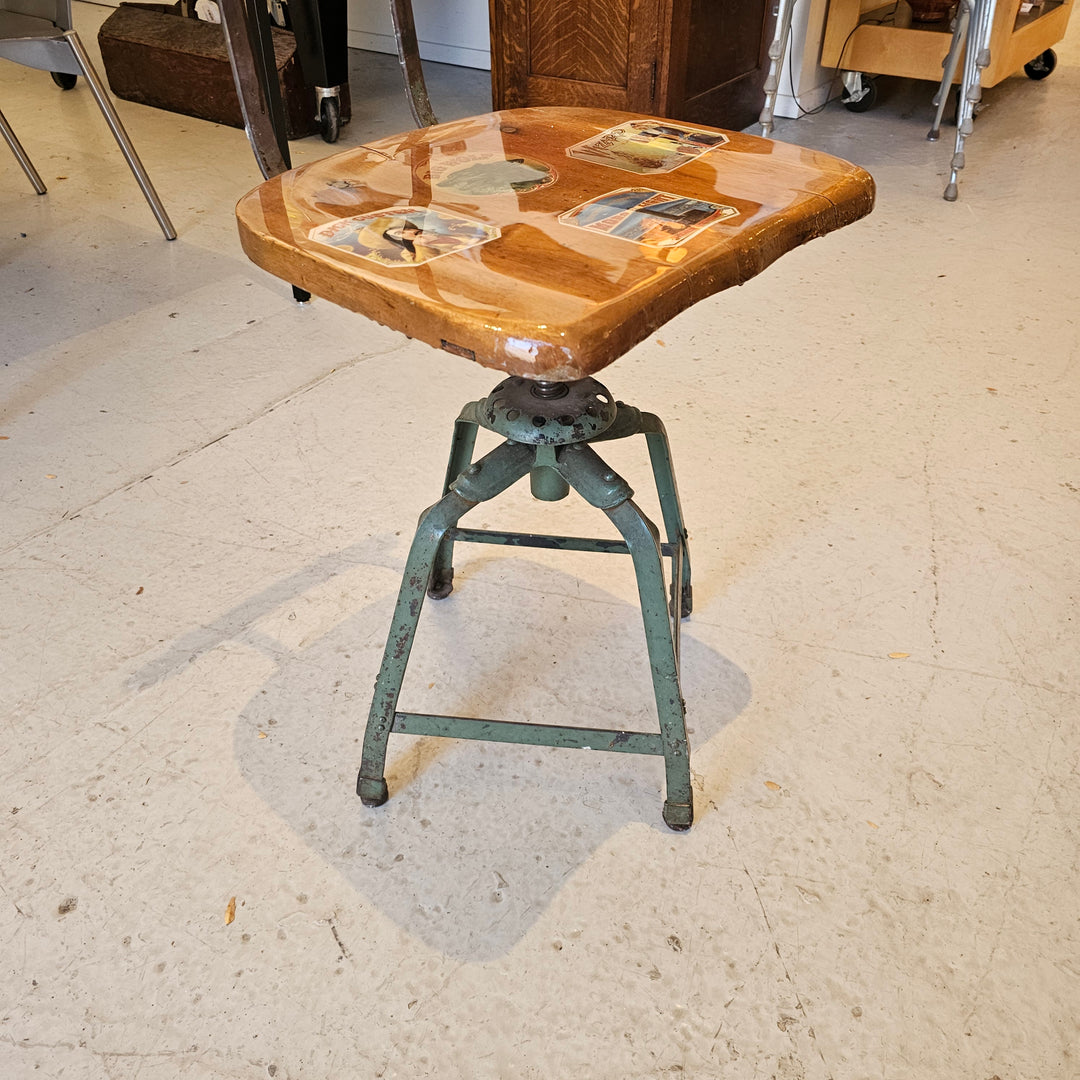 Industrial Decoupaged Stool