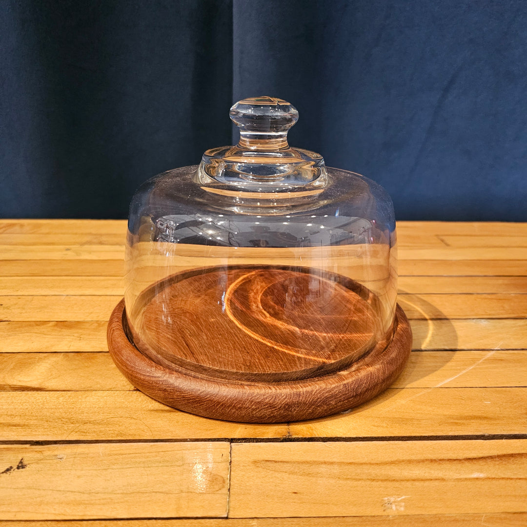 Teak Cheese Board w/ Glass Cloche