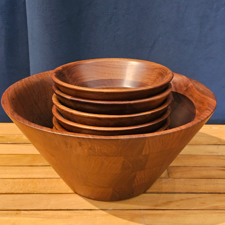 Burl Walnut Salad Bowl Set