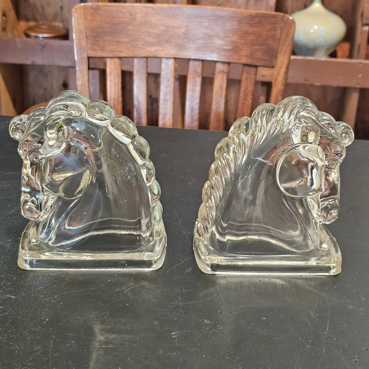 Pair of Federal Glass Horsehead Bookends