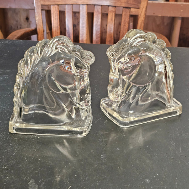 Pair of Federal Glass Horsehead Bookends