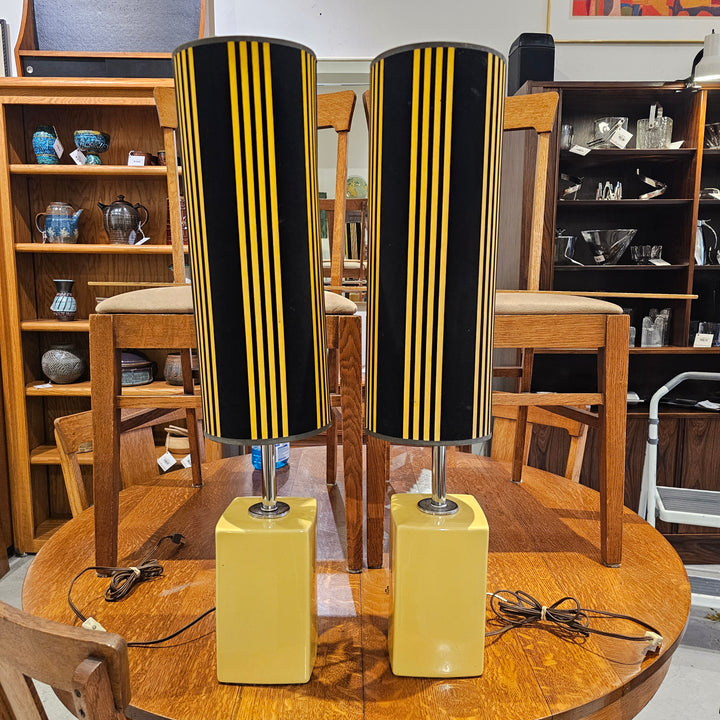 Pair of Vintage Yellow Lamps