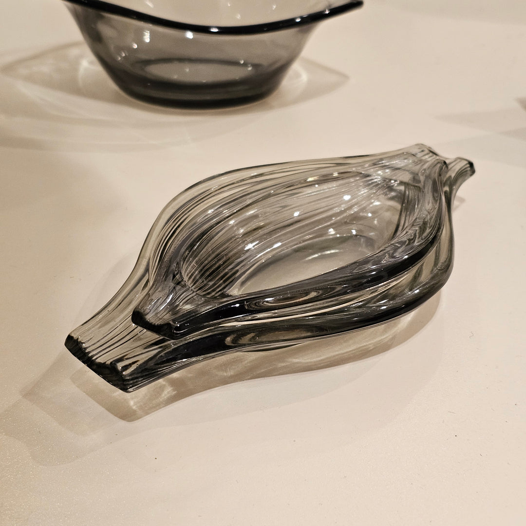 Set of Smoke Glass Stacking Dishes