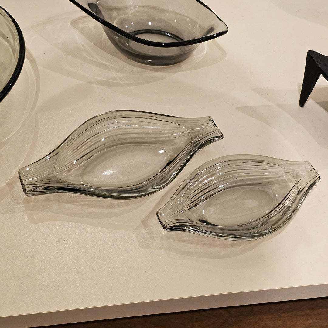 Set of Smoke Glass Stacking Dishes