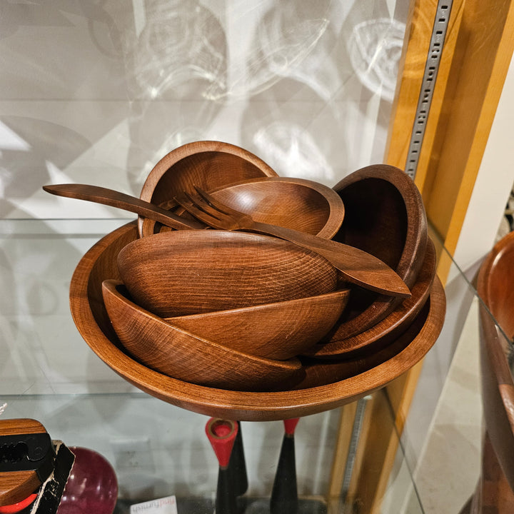 11pc Woodcroftery Walnut Salad Set