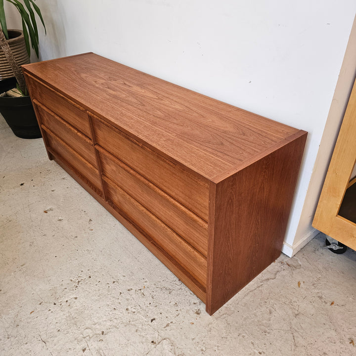 Danish Teak Lowboy Six Drawer Dresser