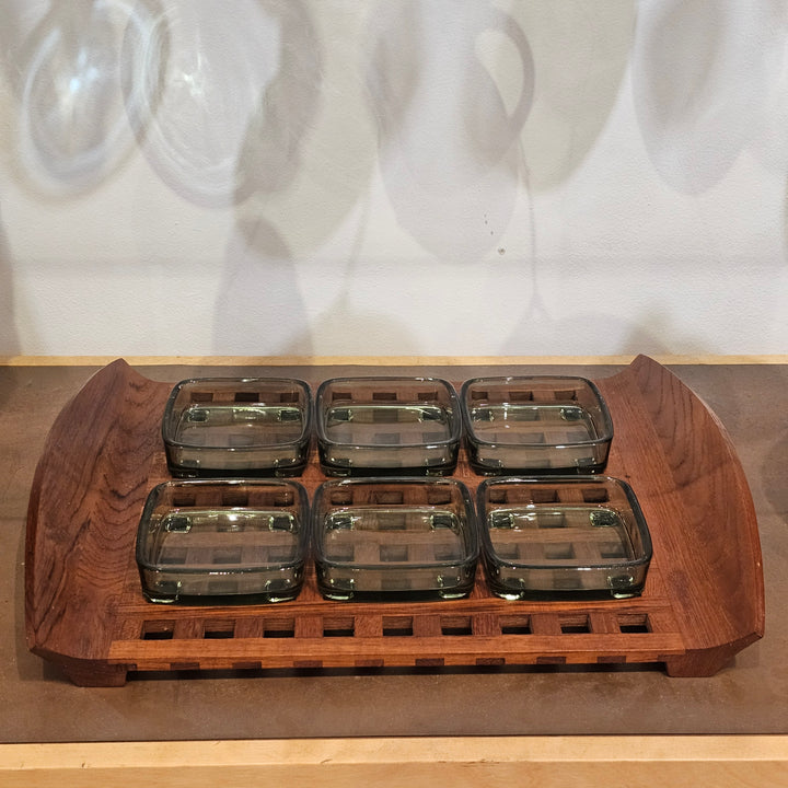 Dansk Serving Tray w/ Six Glass Bowls