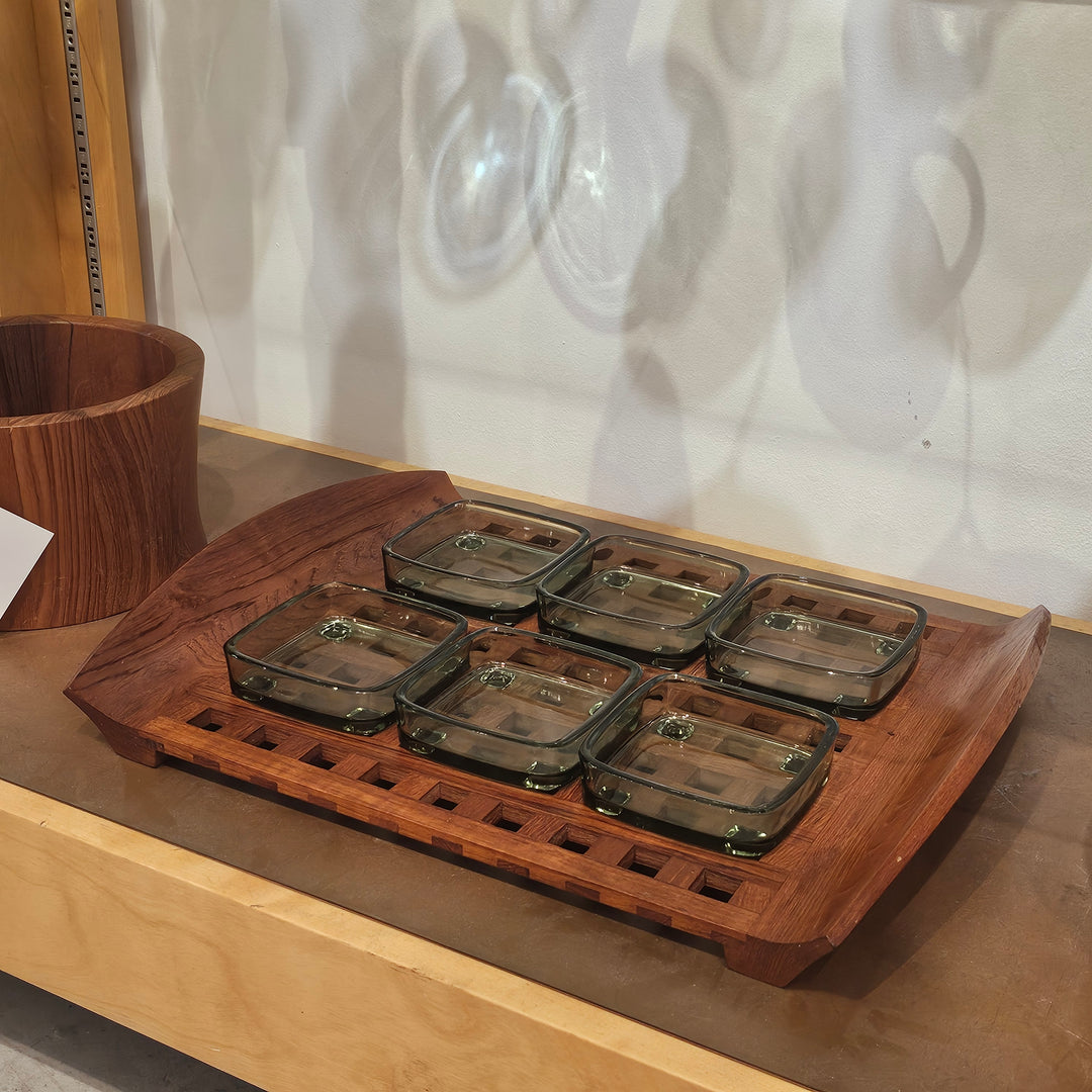 Dansk Serving Tray w/ Six Glass Bowls