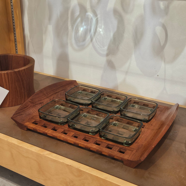 Dansk Serving Tray w/ Six Glass Bowls