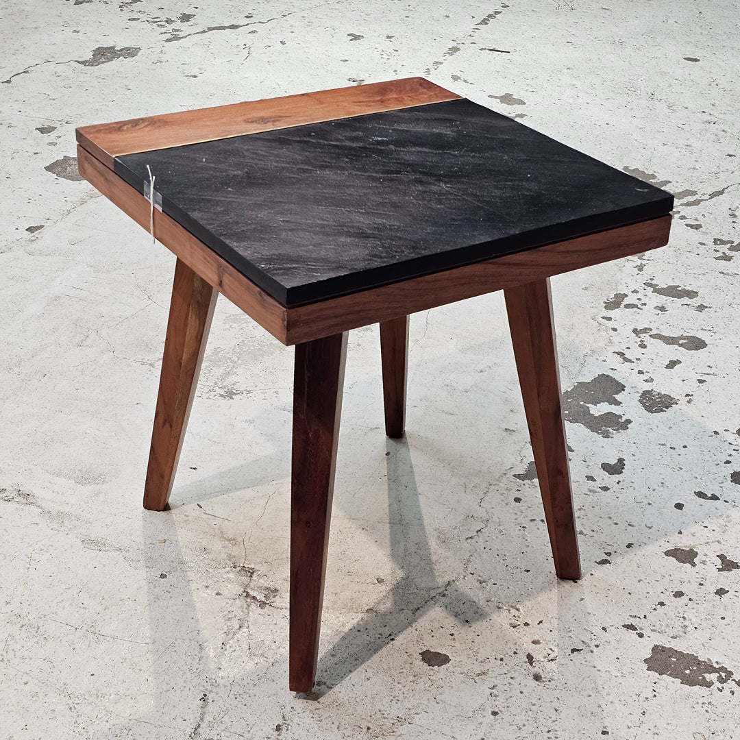 Modern Wood & Slate Side Table
