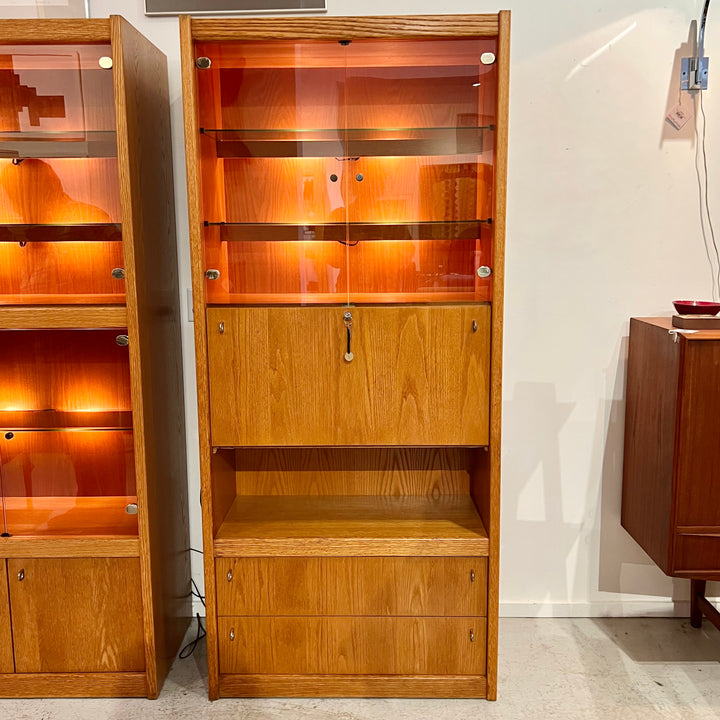 Belgian Blond Oak Display Cabinet/Secretary