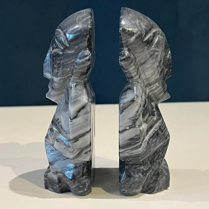 Dark Grey Marble Figure Bookends
