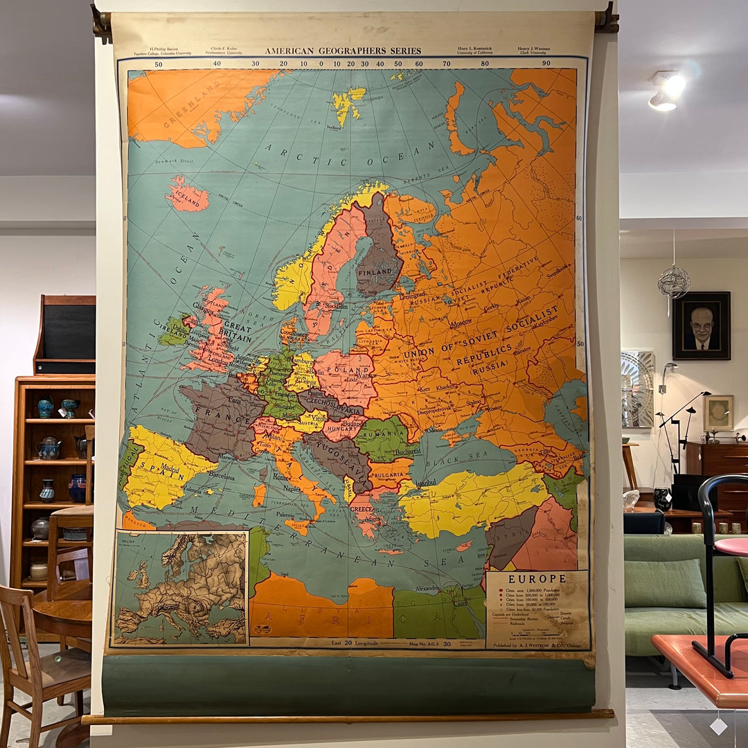 1957 A.J. Nystrom Europe Pulldown Map