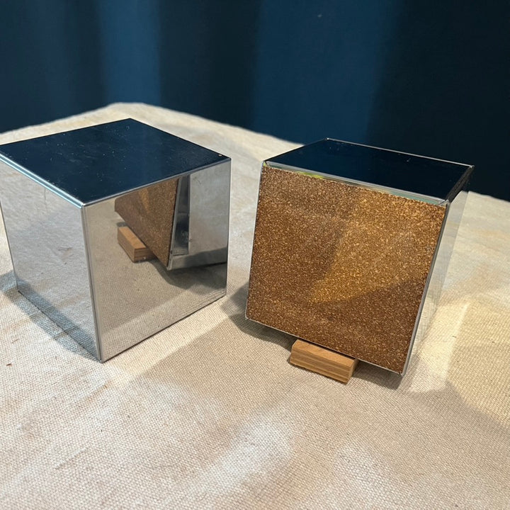 Stainless Cube Pair, Bookends