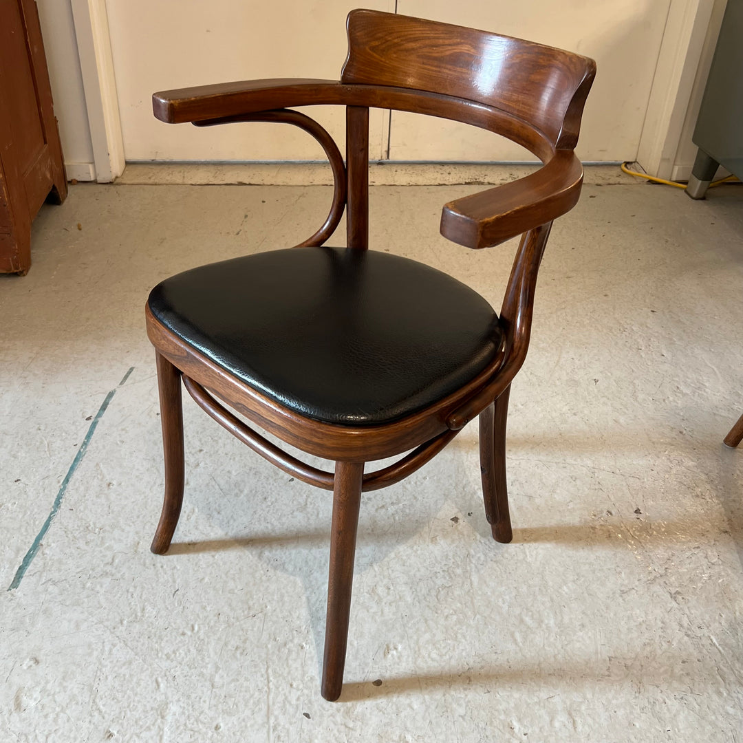 Thonet Bentwood Armchair w/Black Vinyl Seat