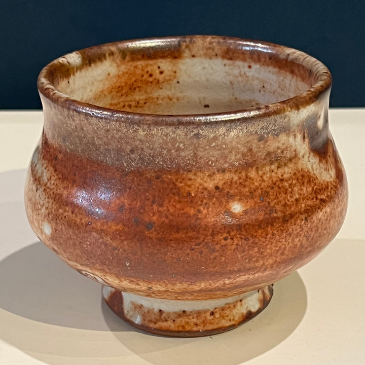 1970s Brown/Grey Studio Pottery Ceramic Footed Bowl