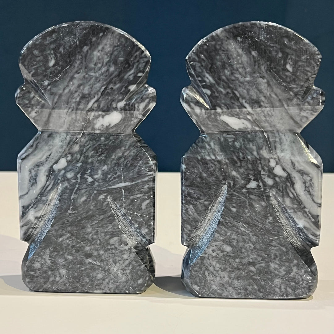 Dark Grey Marble Figure Bookends