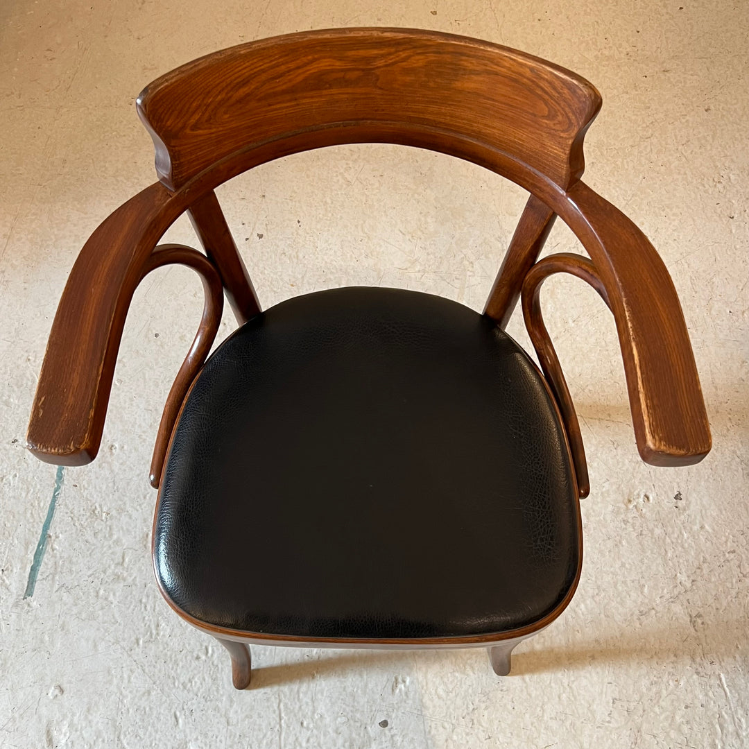 Thonet Bentwood Armchair w/Black Vinyl Seat
