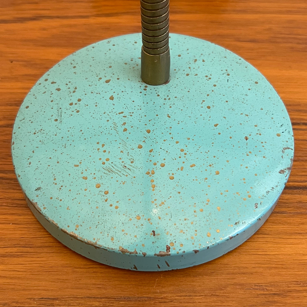 1960s Aqua/Brass Gooseneck Desk Lamp