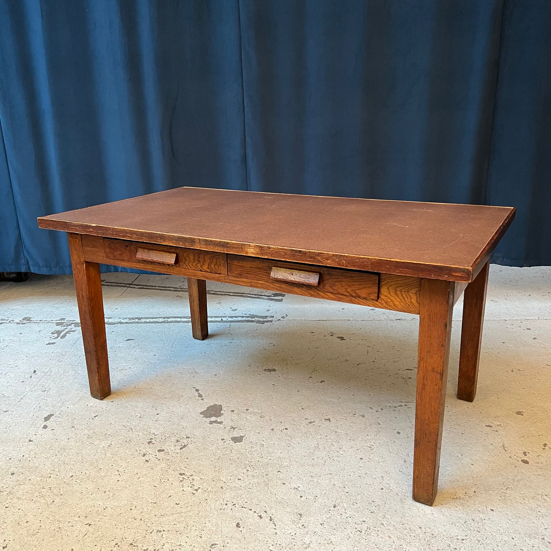 Vintage oak library table deals