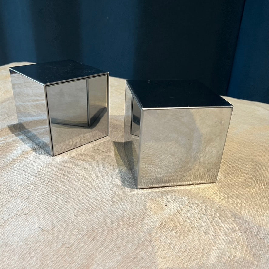 Stainless Cube Pair, Bookends