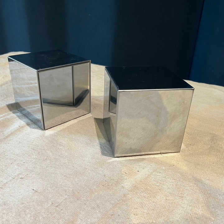 Stainless Cube Pair, Bookends