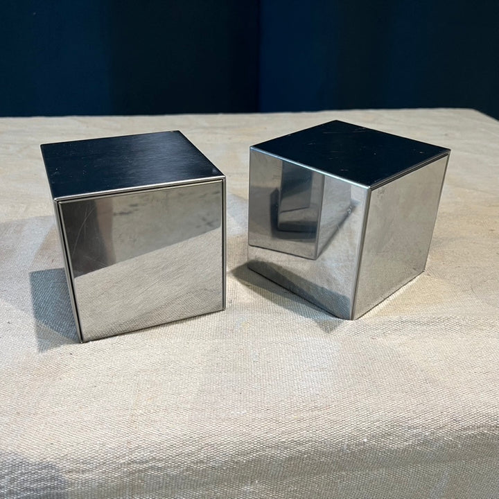 Stainless Cube Pair, Bookends