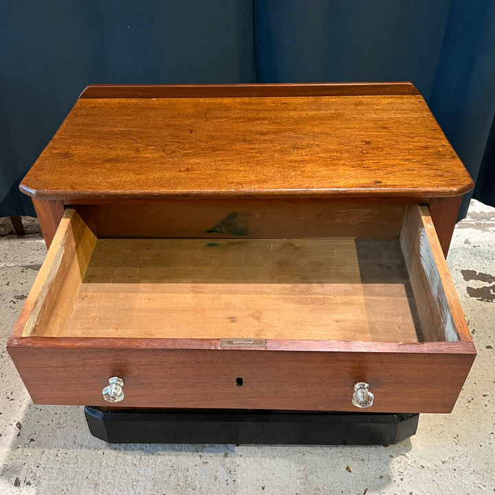 Antique Walnut Cabinet w/Caster Base, Glass Knobs