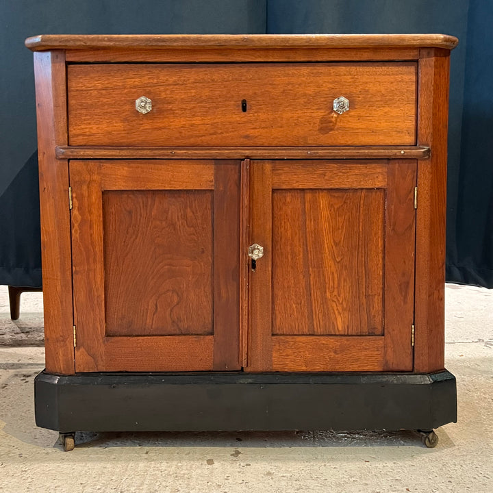 Antique Walnut Cabinet w/Caster Base, Glass Knobs