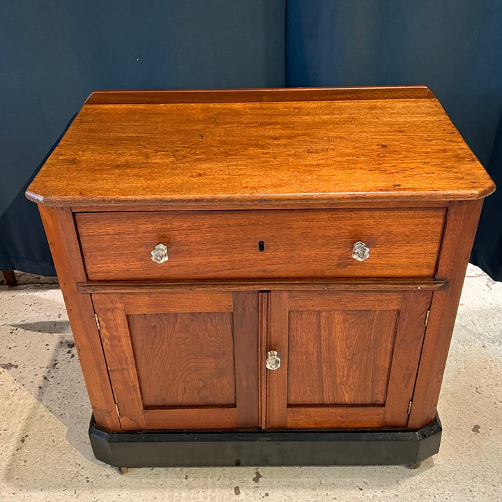 Antique Walnut Cabinet w/Caster Base, Glass Knobs