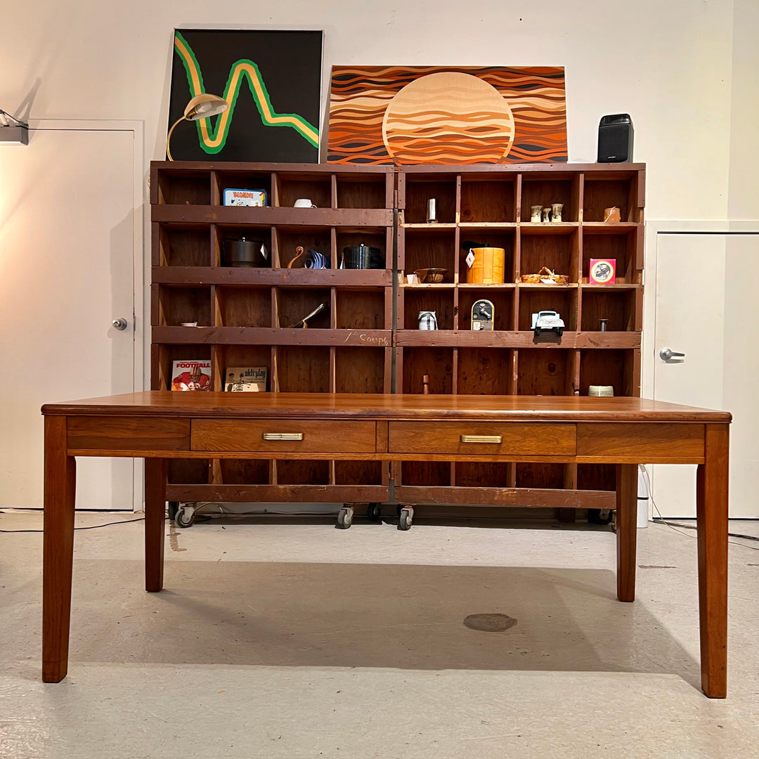 1940s Leopold 6’ Walnut Library Table Desk